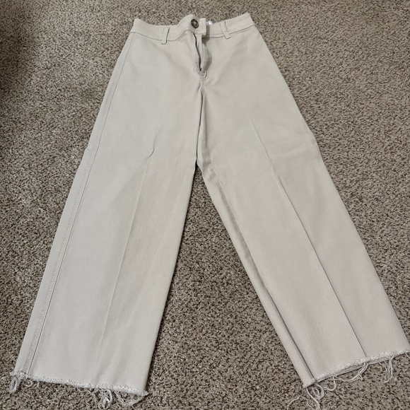 Khaki Straight Leg Pant - Ankle Cropped & High Waisted - Picture 1 of 2